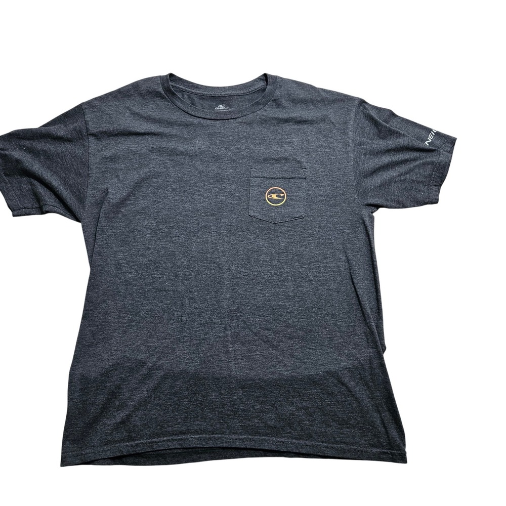 ONeill‎ Mens Modern Fit Pocket T-Shirt Charcoal Heather Grey Large Back Graphic